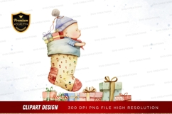 Christmas stocking with baby clipart png Product Image 1