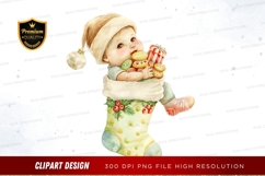 Christmas baby in stocking clipart png Product Image 1