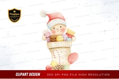 Christmas baby in stocking clipart png Product Image 1