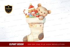 Christmas stocking with bear and toys Product Image 1