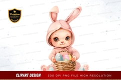 Cute bunny with easter eggs clipart png Product Image 1
