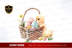 Easter basket with chick clipart png Product Image 1