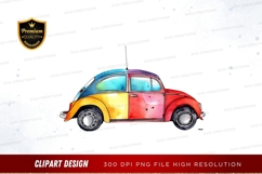 Colorful vintage car clipart png Product Image 1