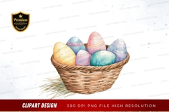 Easter basket with decorated eggs clipart png Product Image 1