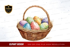 Easter basket with decorated eggs clipart png Product Image 1