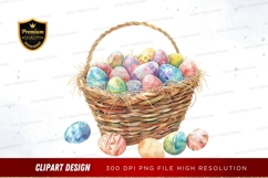 Easter basket with decorated eggs clipart png Product Image 1