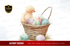 Easter basket with chick and eggs clipart png Product Image 1