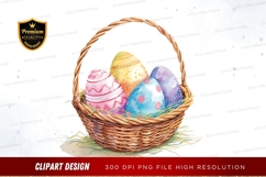 Easter basket with decorated eggs clipart png Product Image 1