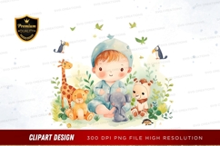 Child with stuffed animals clipart png Product Image 1