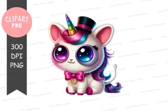 Whimsical unicorn kitten clipart png Product Image 1