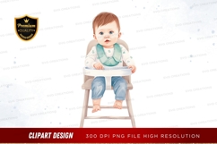 Baby in high chair clipart png Product Image 1