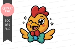 Happy cartoon chicken clipart png Product Image 1