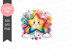 Whimsical rainbow star clipart png Product Image 1