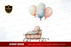 Baby in carriage with balloons Product Image 1