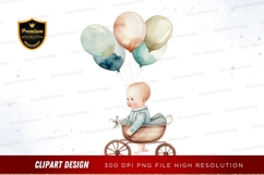 Baby in stroller with balloons Product Image 1
