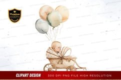 Baby in stroller with balloons Product Image 1