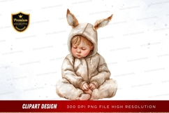 Sleeping baby in rabbit onesie Product Image 1
