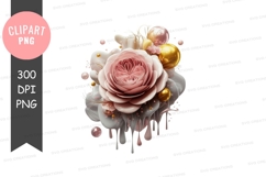 Elegant rose with gold accents clipart png Product Image 1