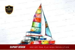 Colorful sailboat clip art png Product Image 1