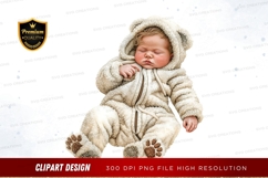Sleeping baby in bear onesie clipart png Product Image 1