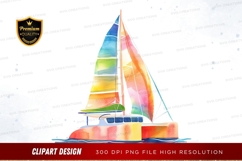 Colorful sailboat on water Product Image 1