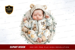 Sleeping baby with animal onesie - clipart png Product Image 1