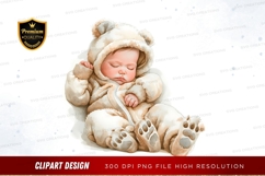 Sleeping baby in bear onesie clipart png Product Image 1