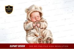 Sleeping baby in bear onesie clipart png Product Image 1
