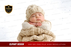 Sleeping baby in knitted outfit clipart png Product Image 1