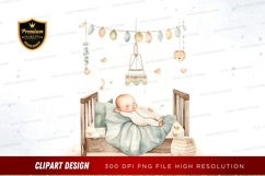 Sleeping baby in a crib Product Image 1