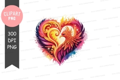 Vibrant phoenix heart clipart png Product Image 1