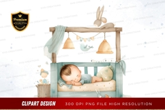 Sleeping baby in crib clipart png Product Image 1