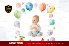 Baby with balloons clipart png Product Image 1