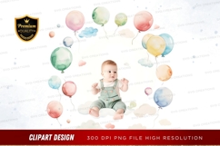 Baby with balloons clipart png Product Image 1