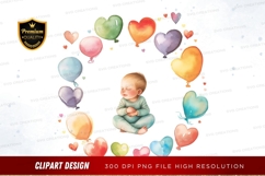 Baby surrounded by heart-shaped balloons Product Image 1