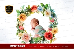 Baby in floral wreath clipart png Product Image 1