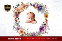 Baby in floral wreath clipart png Product Image 1