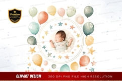 Baby with balloons and stars clipart png Product Image 1