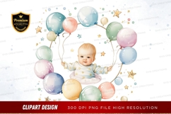 Baby with balloons clipart png Product Image 1