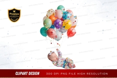 Baby with balloons clipart png Product Image 1