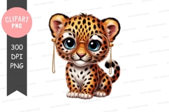 Cute leopard cub wearing glasses clipart png Product Image 1
