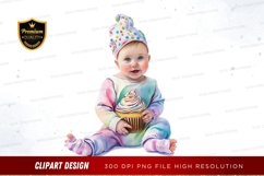 Baby with cupcake clipart png Product Image 1