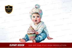 Baby with cupcake clipart png Product Image 1
