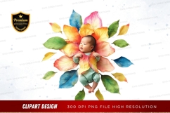 Baby in a flower clipart png Product Image 1
