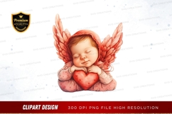 Sleeping baby angel with wings and heart Product Image 1