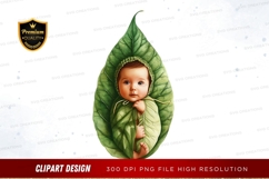 Baby in a leaf clipart png Product Image 1