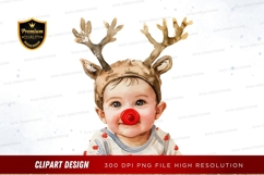 Baby with reindeer antlers clipart png Product Image 1