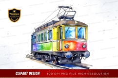 Colorful vintage train clipart png Product Image 1