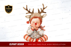 Sleeping baby reindeer clipart png Product Image 1