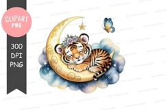 Dreamy tiger cub on the moon Product Image 1